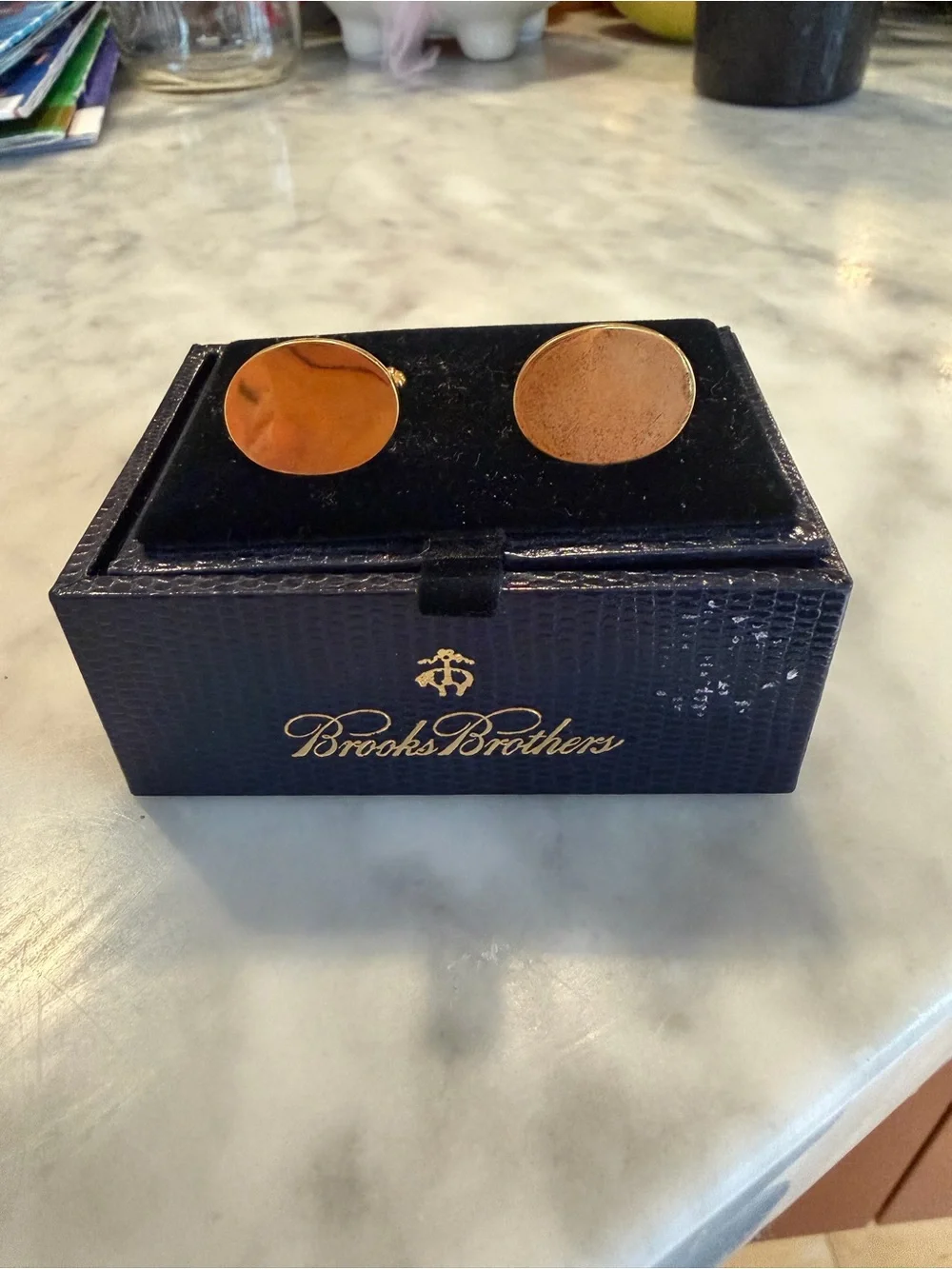 Brooks Brothers Vintage Gold Tone Oval Cuff Links